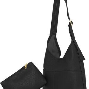 Elegant Slouchy Vegan Leather Tote Handbag with Adjustable Strap & Coin Purse